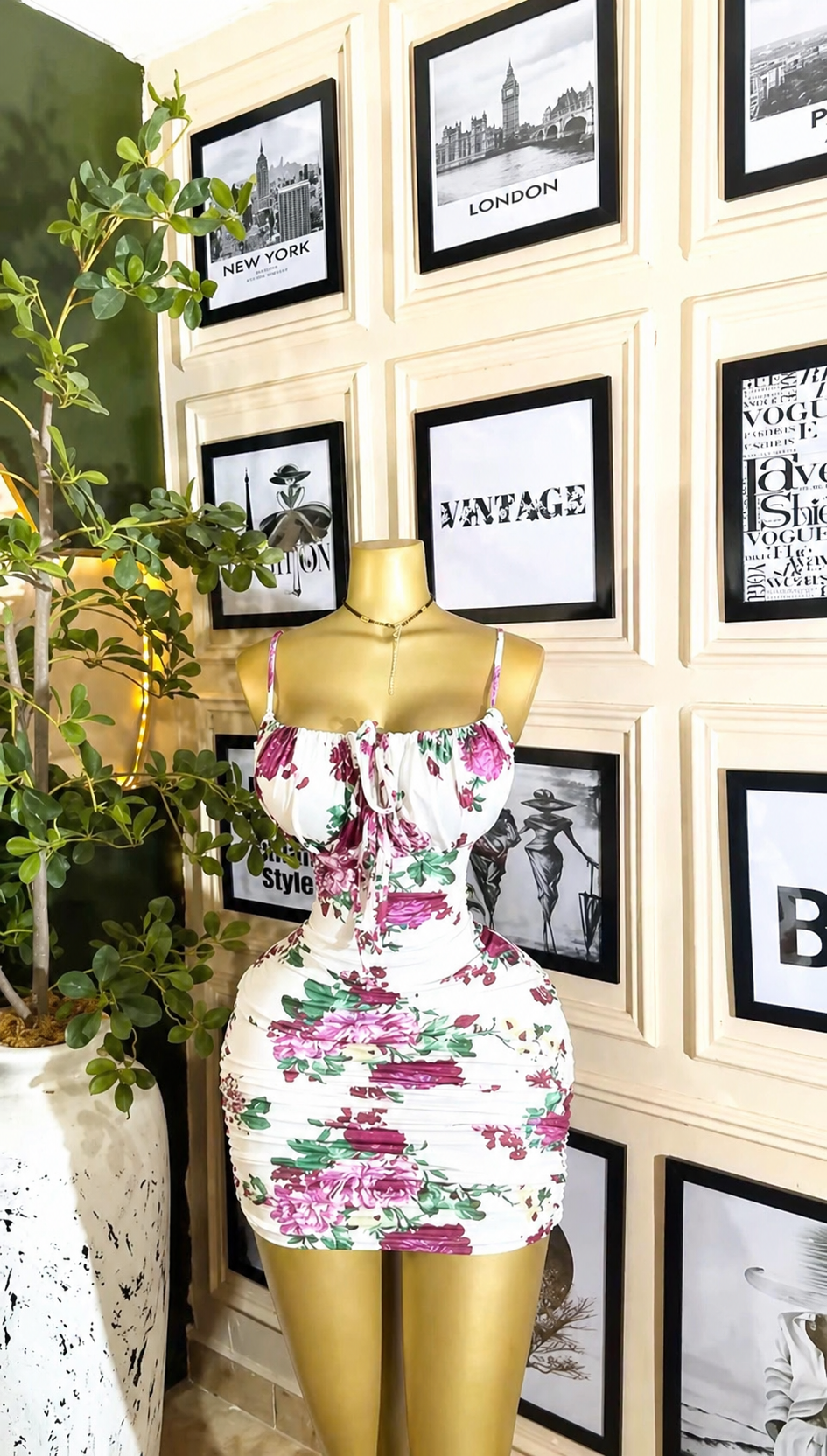 Beautiful floral bodycon mini dress available for sale in Nigeria. Nationwide