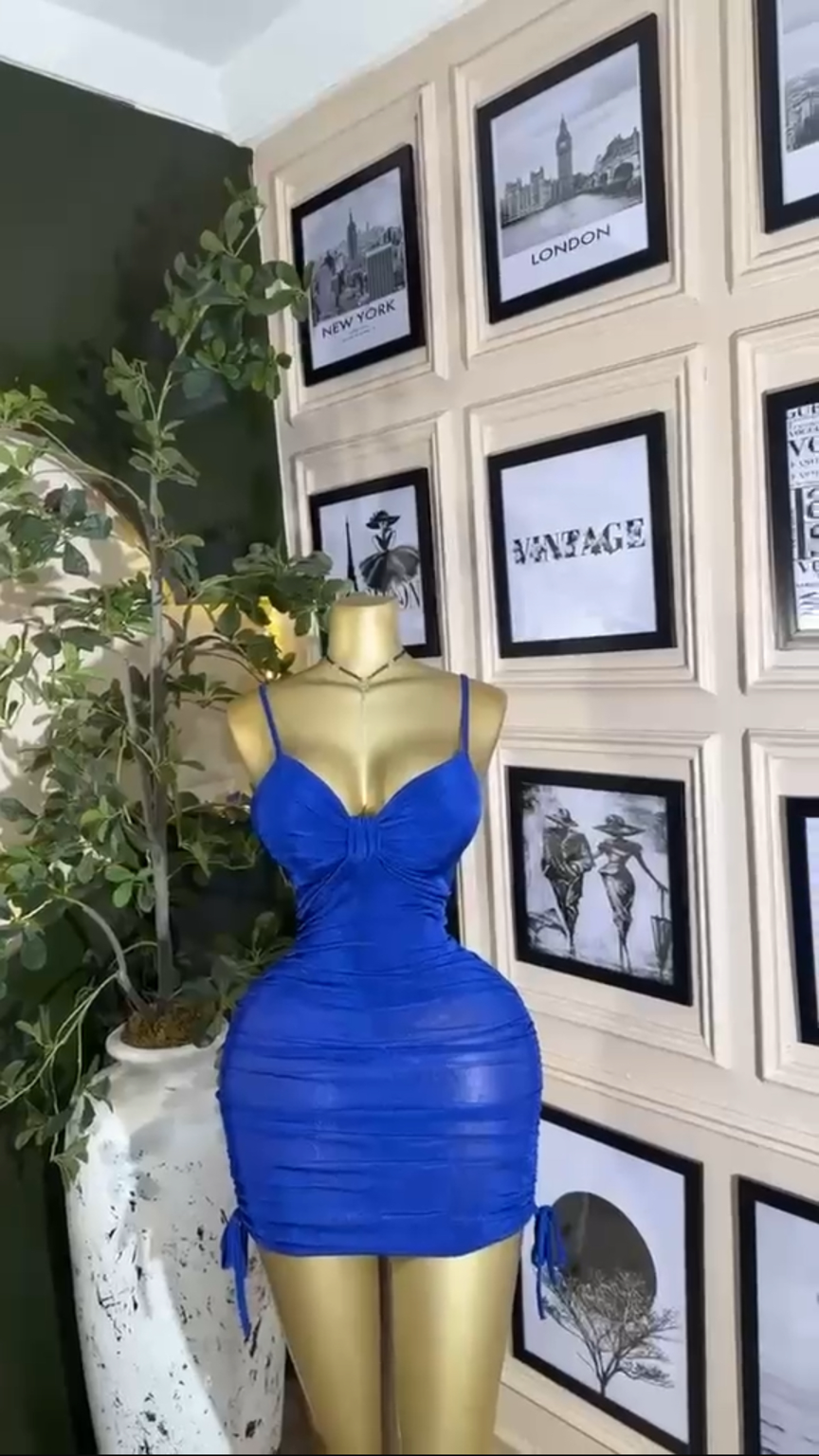 💙 Royal Blue Ruched Bodycon Mini Dress