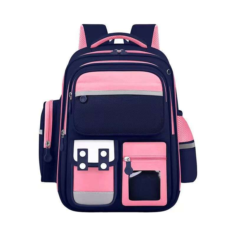 Kids spine protection school Backpack color block large capacity Ergonomic school Backpack