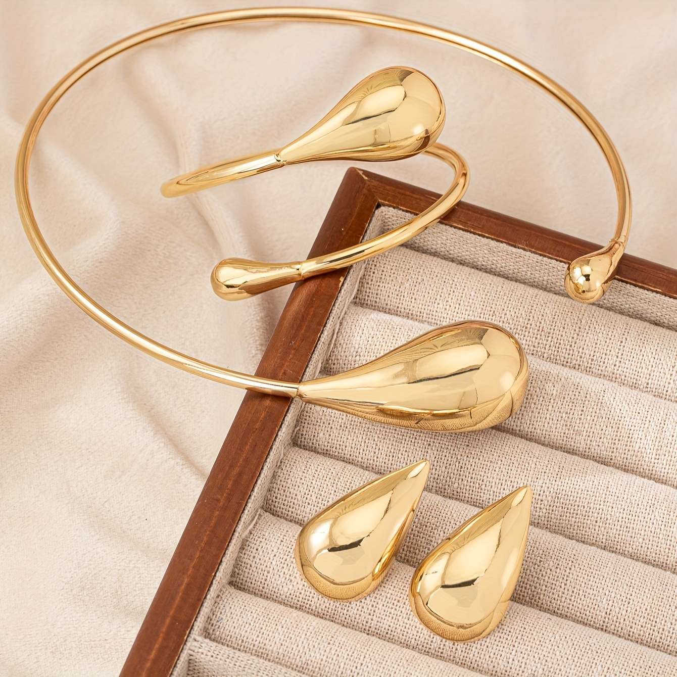 Chunky Gold Teardrop Stud Earrings | Trendy Statement Waterdrop Jewelry