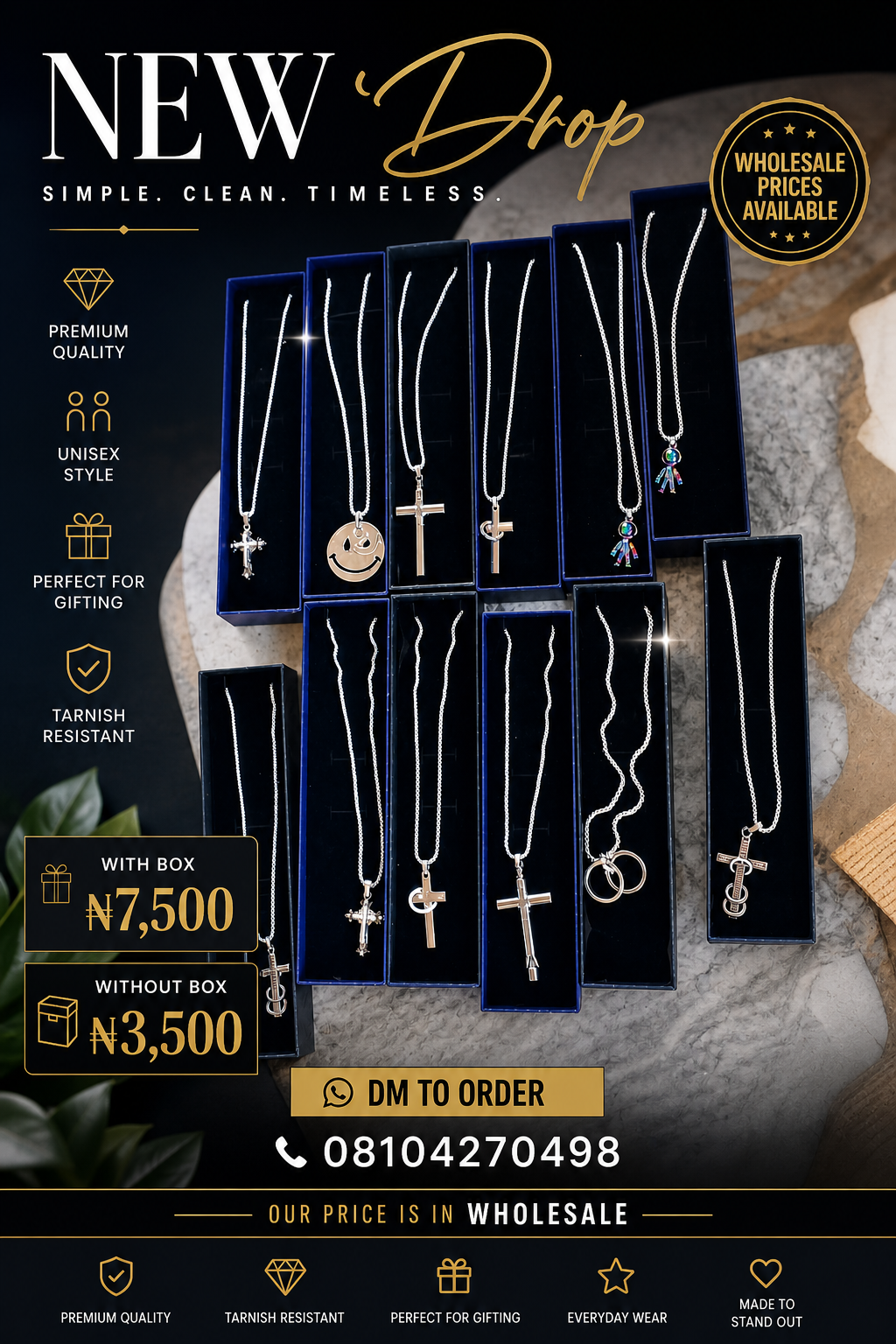 TITANIUM STEEL COLOR FREE MEN'S NECKLACE WITH CROSS PENDANT